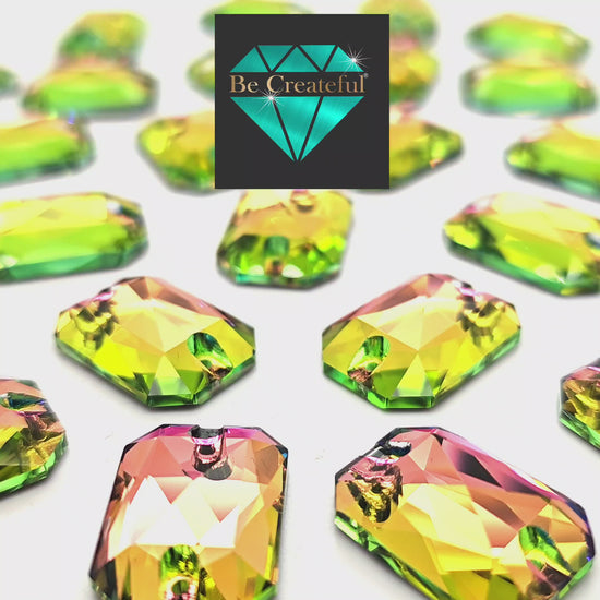 Vitrail Rose Emerald SHAPED Glass Sew On Rhinestones