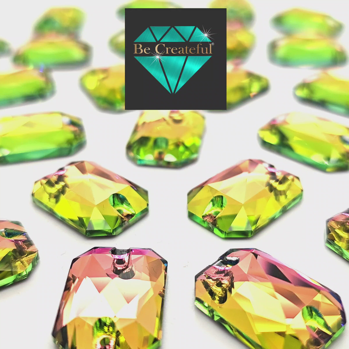 Vitrail Rose Emerald SHAPED Glass Sew On Rhinestones