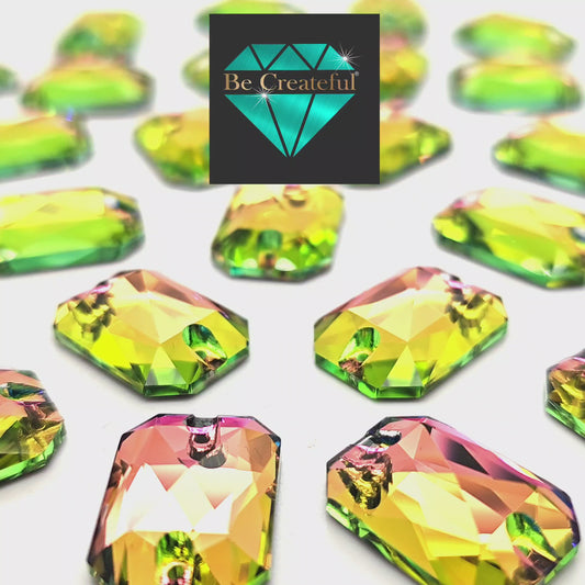 Vitrail Rose Emerald SHAPED Glass Sew On Rhinestones