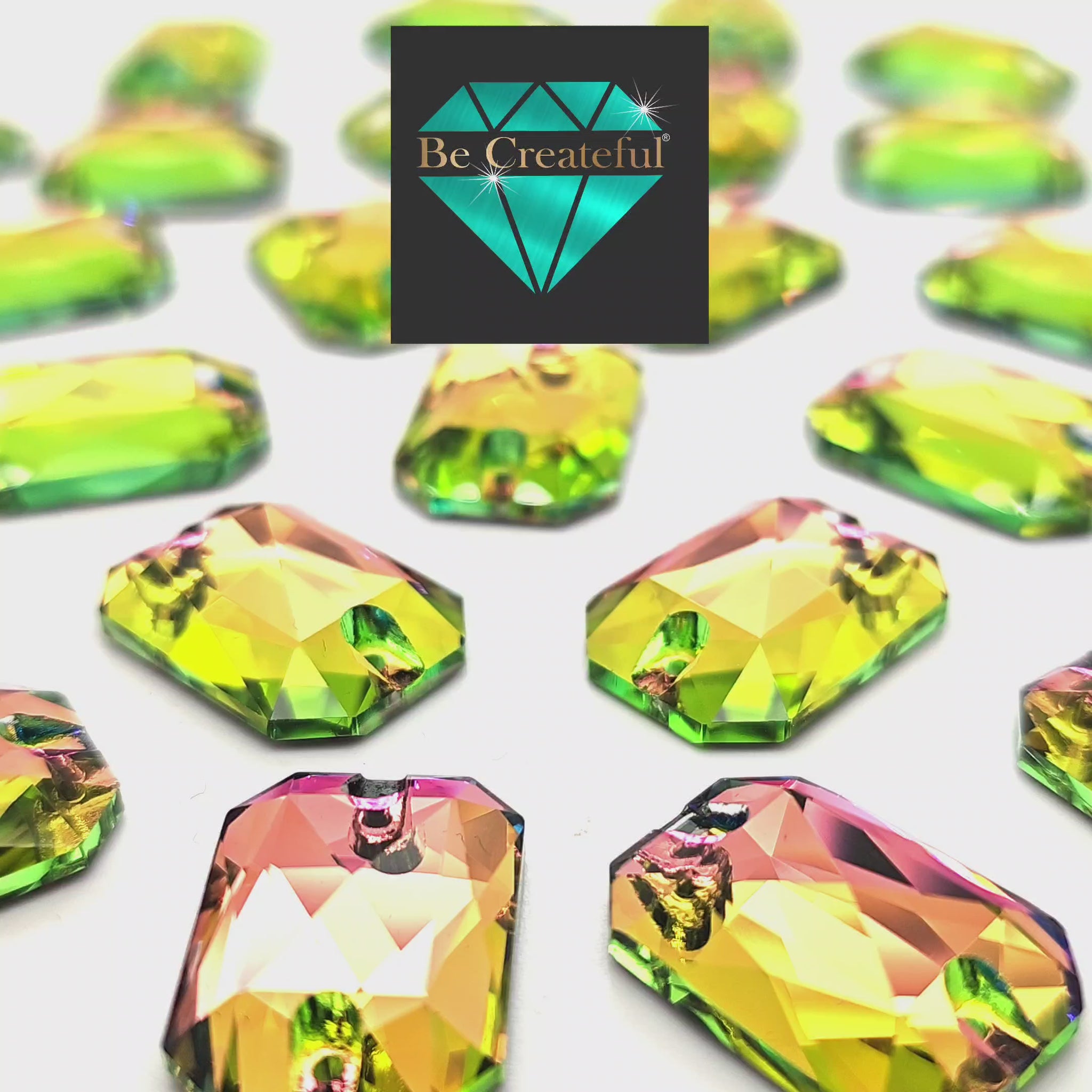 Vitrail Rose Emerald SHAPED Glass Sew On Rhinestones