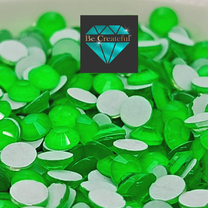 Multi-Size Neon Green Glass Flatback Rhinestones