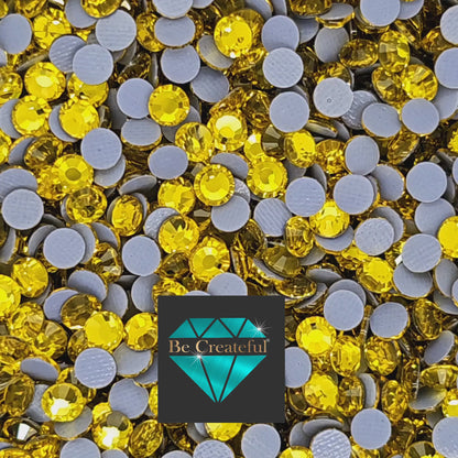 Multi-Size Citrine Yellow Flatback Glass Rhinestones – Be Createful