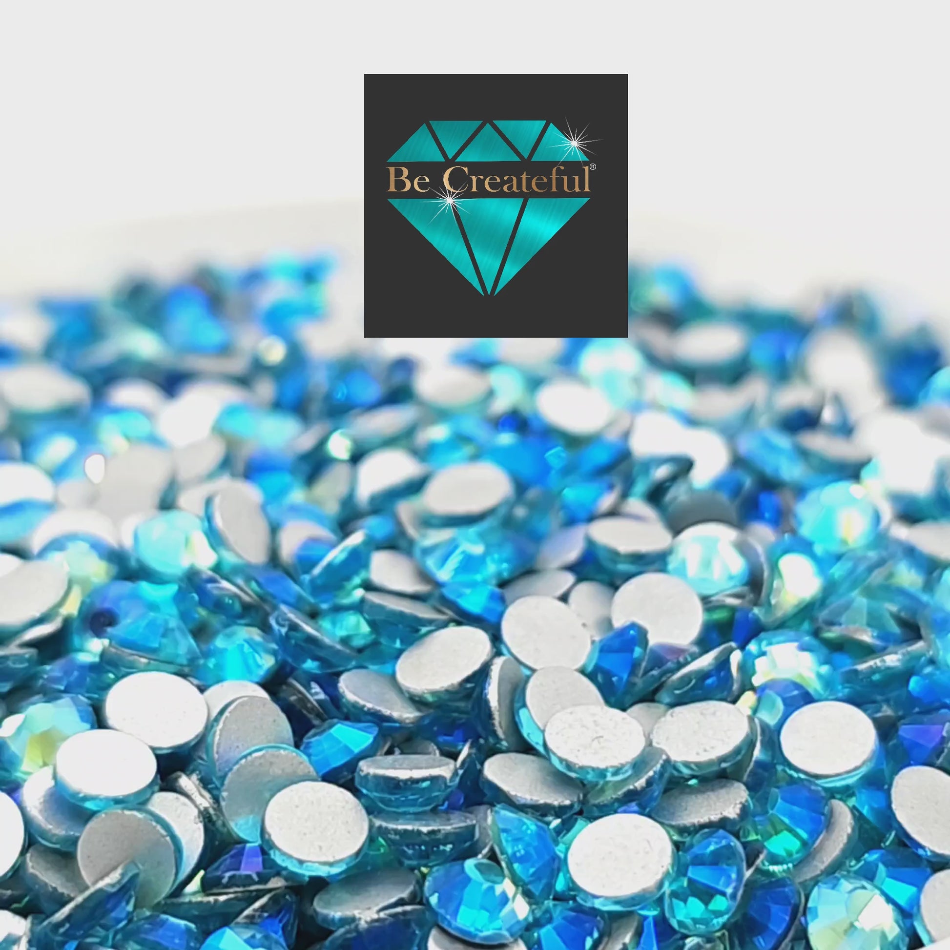 Multi-Size Aquamarine AB Flatback Rhinestones