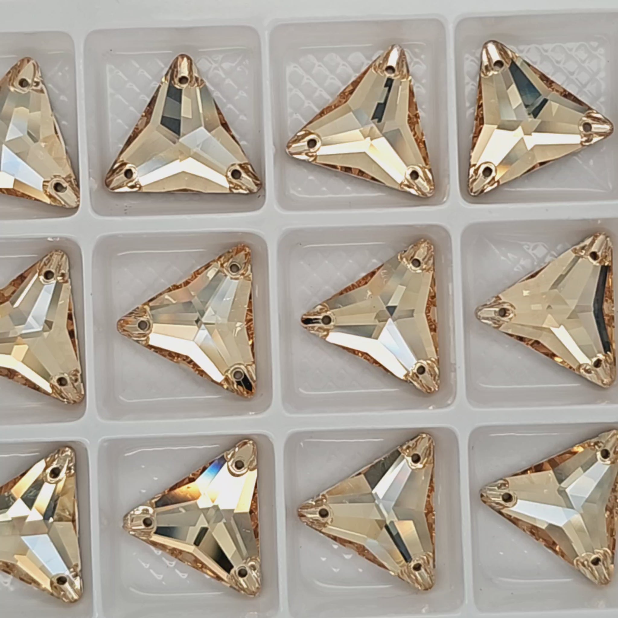 Champagne Golden Shadow Triangle SHAPED Sew On Rhinestones Media 1 of 12Champagne Golden Shadow Triangle SHAPED Sew On Rhinestones