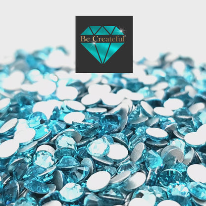 BULK Aquamarine Glass FLATBACK Rhinestones