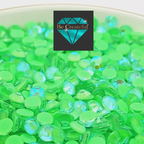 Multi-Size Neon Peridot AB Flatback Rhinestones