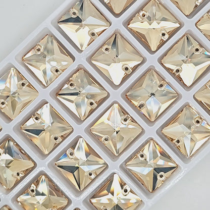Champagne Golden Shadow SQUARE SHAPED Sew On Rhinestones