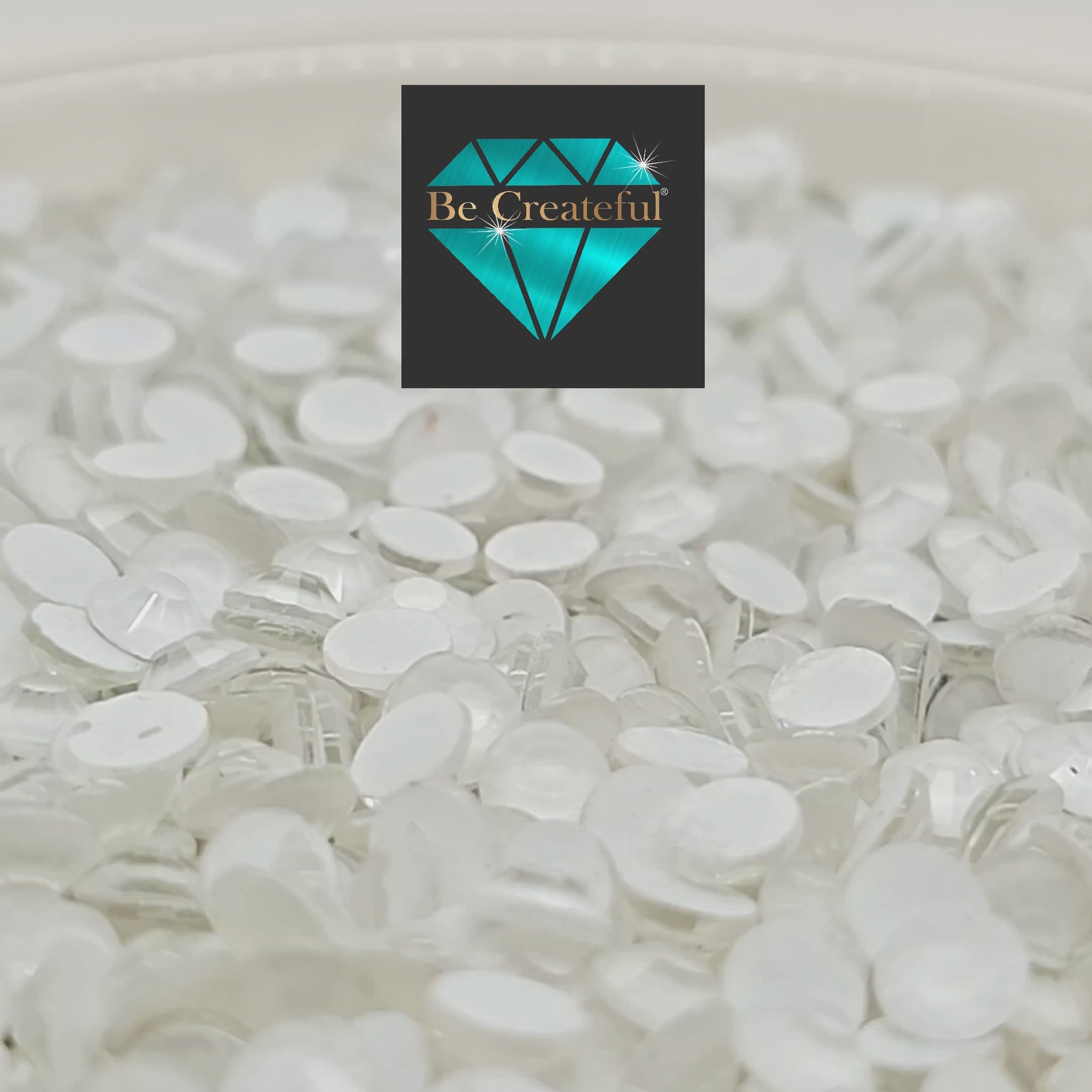 BULK Neon White Glass FLATBACK Rhinestones