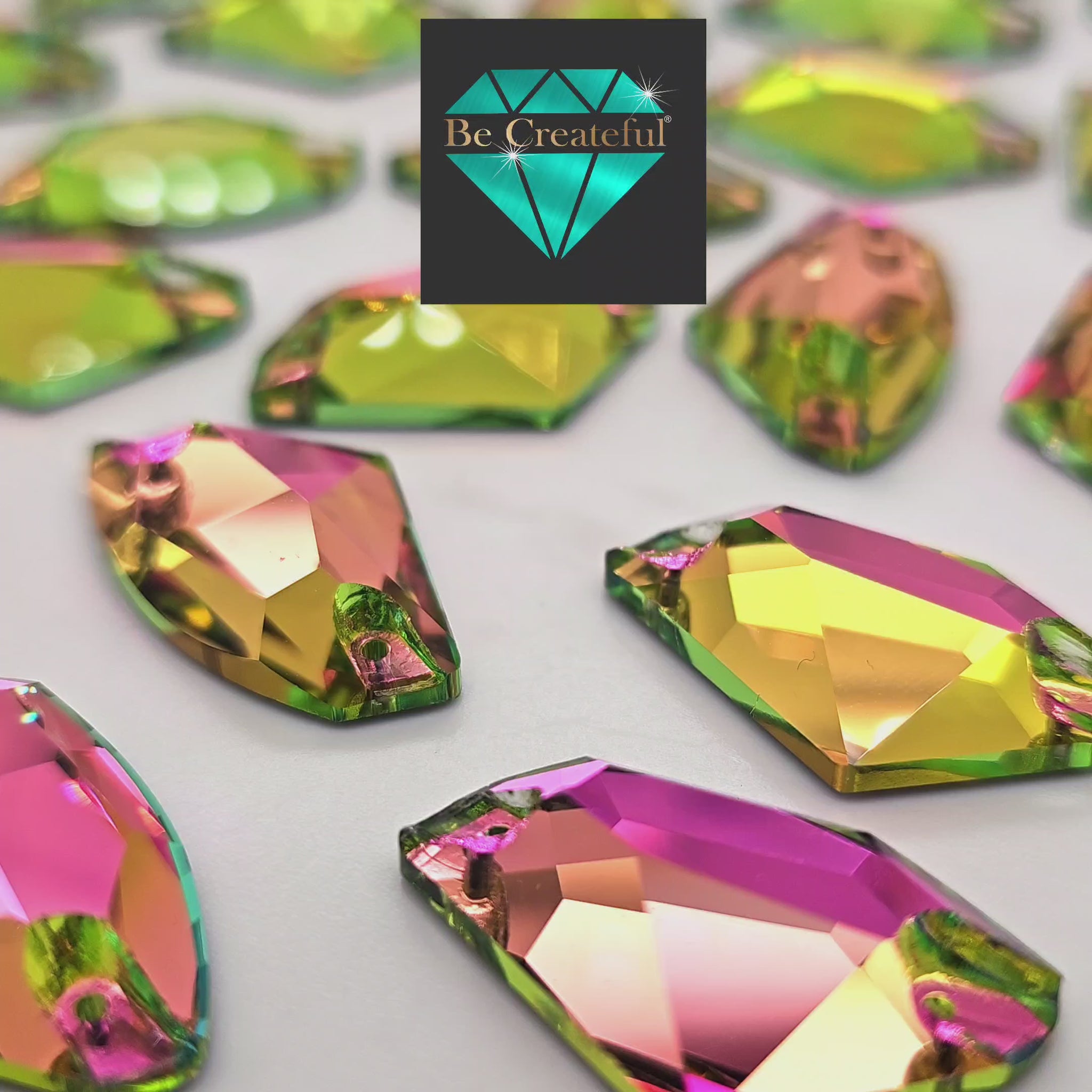 Vitrail Rose Glass Galactic SHAPED Sew On Rhinestone