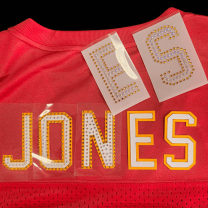 2.2" Varsity Twill and Rhinestone Letters - Iron On Patch