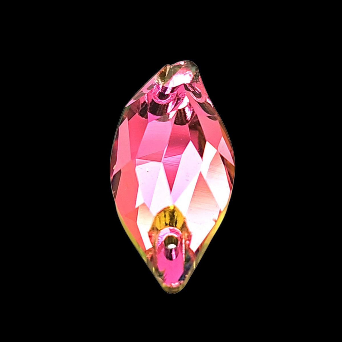 Vitrail Rose Diamond Leaf SHAPED Glass Sew On Rhinestones