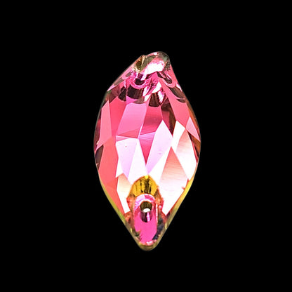 Vitrail Rose Diamond Leaf SHAPED Glass Sew On Rhinestones