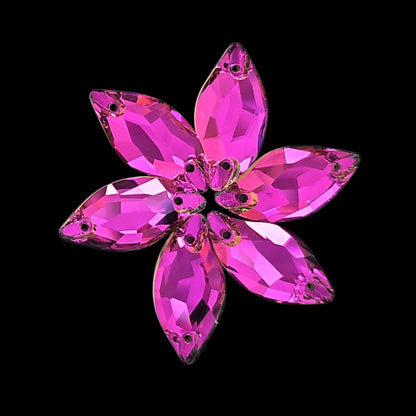 Vitrail Rose Diamond Leaf SHAPED Glass Sew On Rhinestones