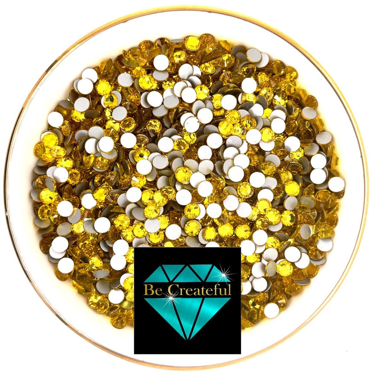 Multi-Size Citrine Yellow Flatback Glass Rhinestones – Be Createful