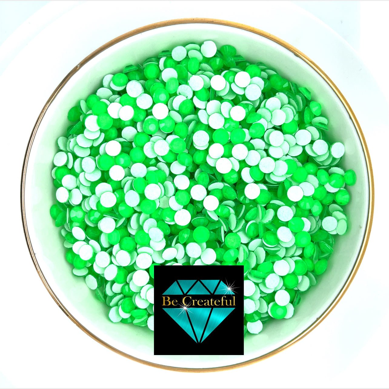 Flatback Neon Green Glass Rhinestones-Be Createful