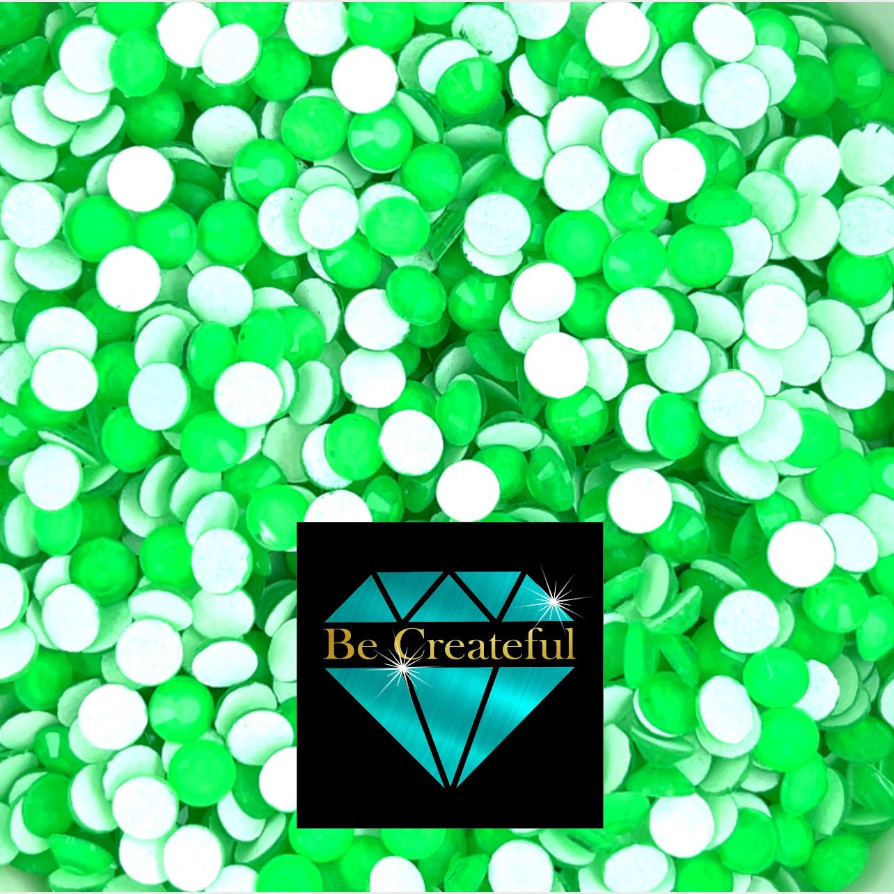 FLATBACK Neon Green Glass Rhinestones - Fast Shipping! – Be Createful