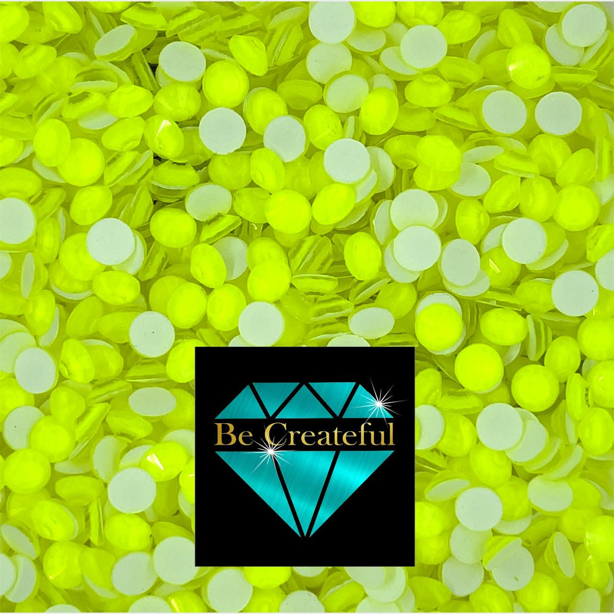 Yellow Grey Rhinestone FLATBACK Neon Yellow Rhinestones - 5 ⭐ Rated rhinestone – Be Createful