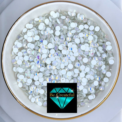 Multi-Size Luminous Opal White Flatback Glass Rhinestones - Glass Rhinestone-Mixed sized rhinestone - Multi-size rhinestones