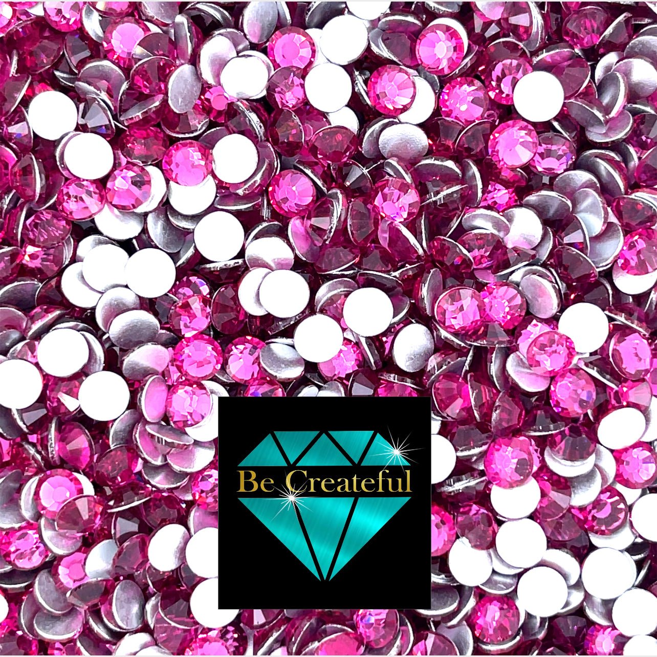 BULK Flatback Foil Fuchsia/Hot Pink Glass Rhinestones - Be Createful, Beautiful Rhinestones at wholesale prices.