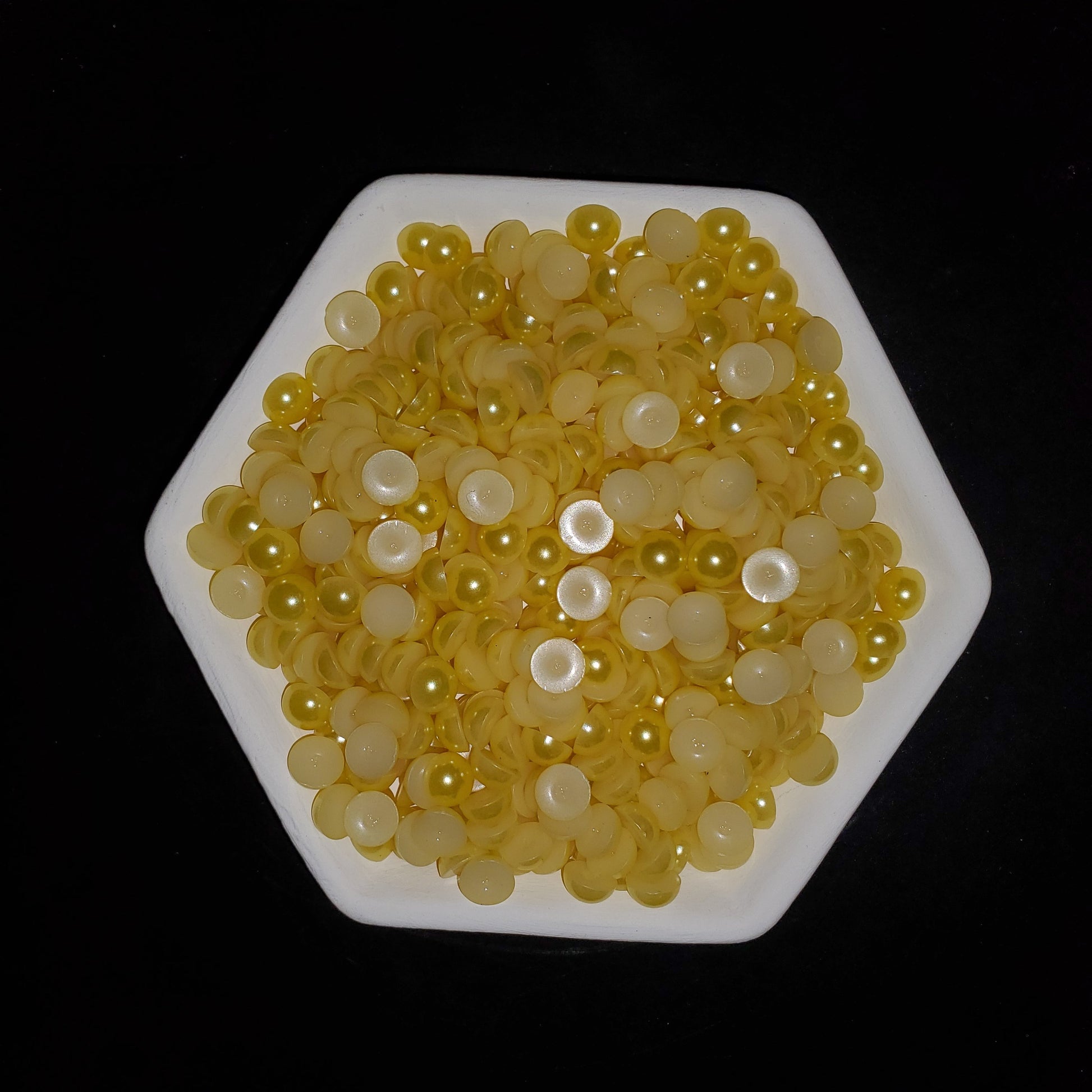 Yellow Resin Decoden Cabochon Flatback Pearls