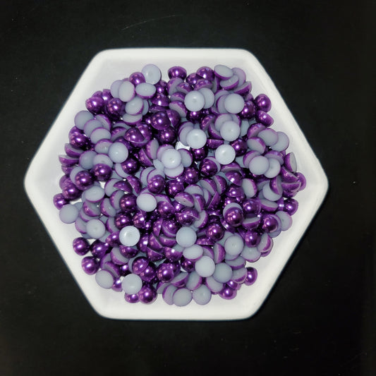 Flatback Pearls for Crafts, 50g Purple AB Color Half Pearls for Crafts,  Mixed Size 3/4/5/6/8/10mm Flatback Half Round Pearls Beads for Craft  Tumbler