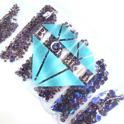 Multi-Size Foil Aurora Purple Flatback Glass Rhinestones