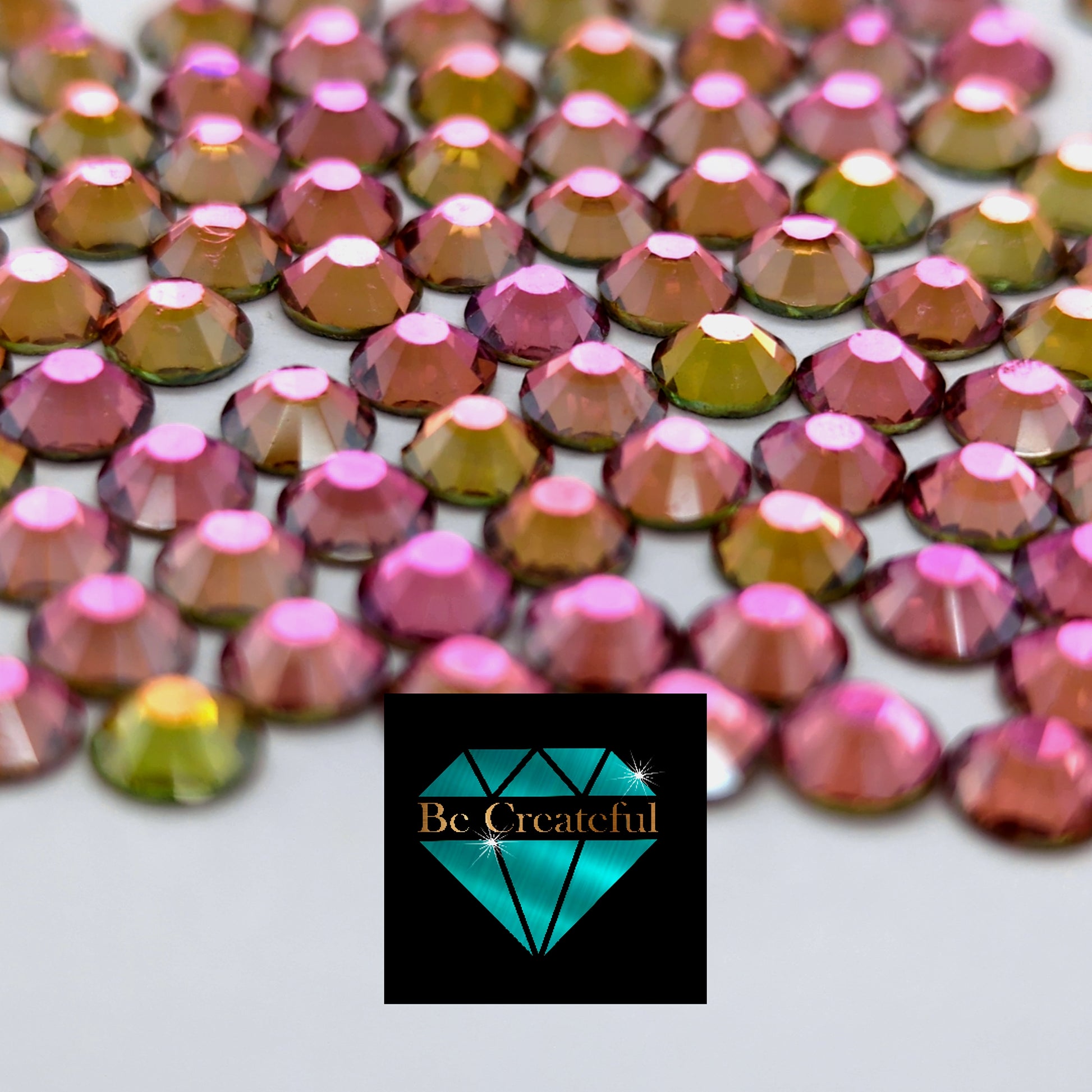 Multi-Size Foil Rainbow Rose Flatback Glass Rhinestones - Flatback Rhinestones - Rose Rhinestone - Mixed sized rhinestones