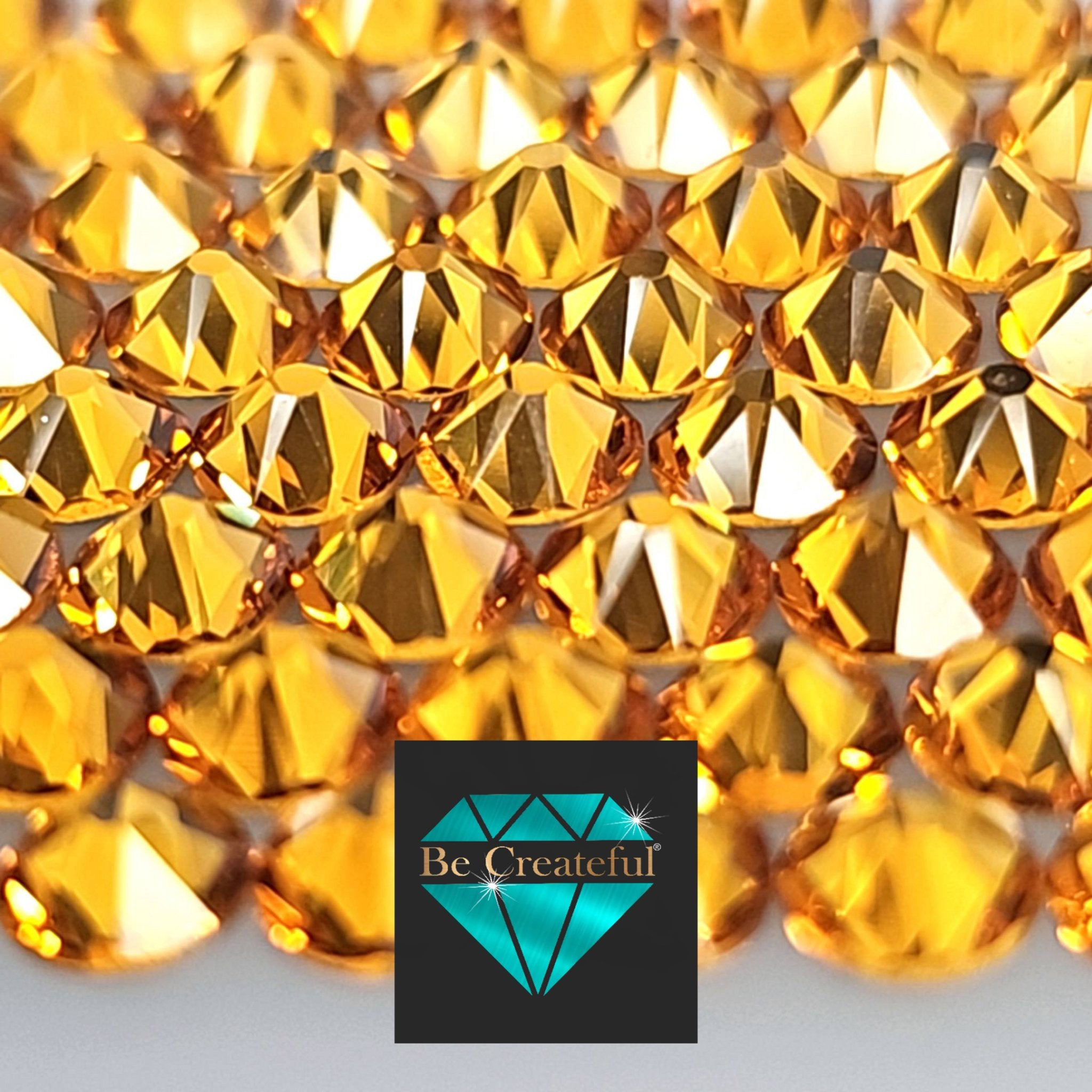 FLATBACK LUXE® Topaz Foil Glass Rhinestones -16 Facet Rhinestone – Be ...