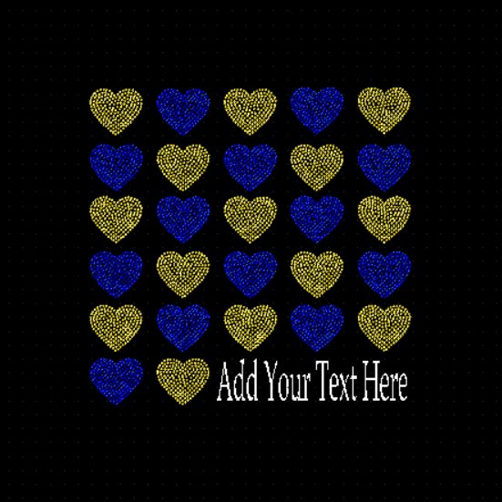 Two Color Heart Patchwork Rhinestone Transfer