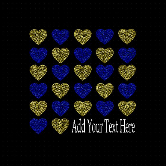 Two Color Heart Patchwork Customizable Rhinestone Transfer – Be Createful