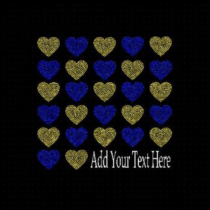 Two Color Heart Patchwork Rhinestone Transfer