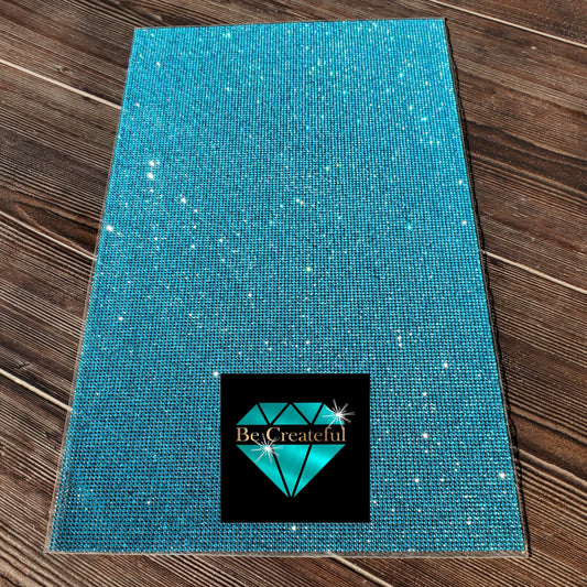 Adhesive Aquamarine Glass Rhinestone Sheet-Be Createful-Americas Favorite Wholesale Rhinestone Supplier