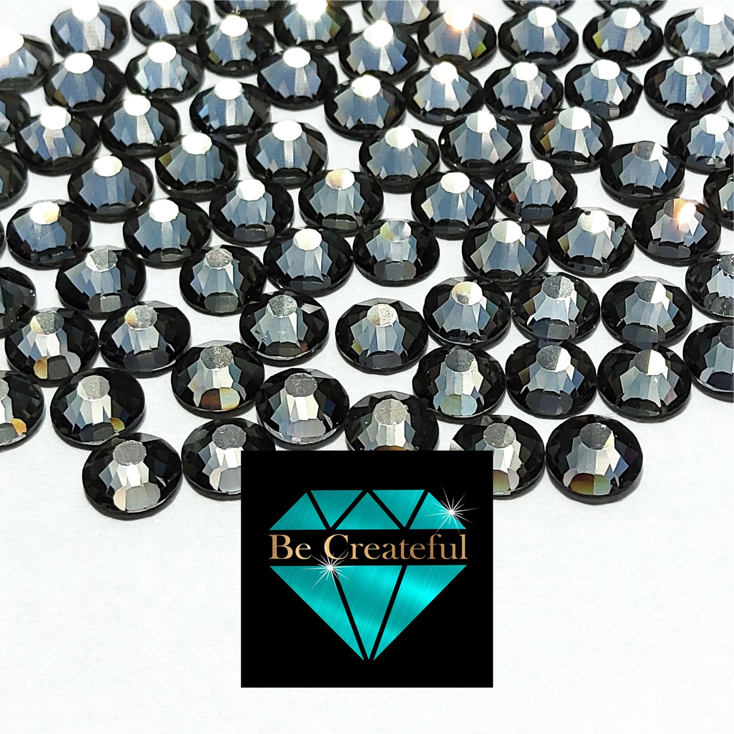 Flatback Foil Black Diamond Glass Rhinestones -
