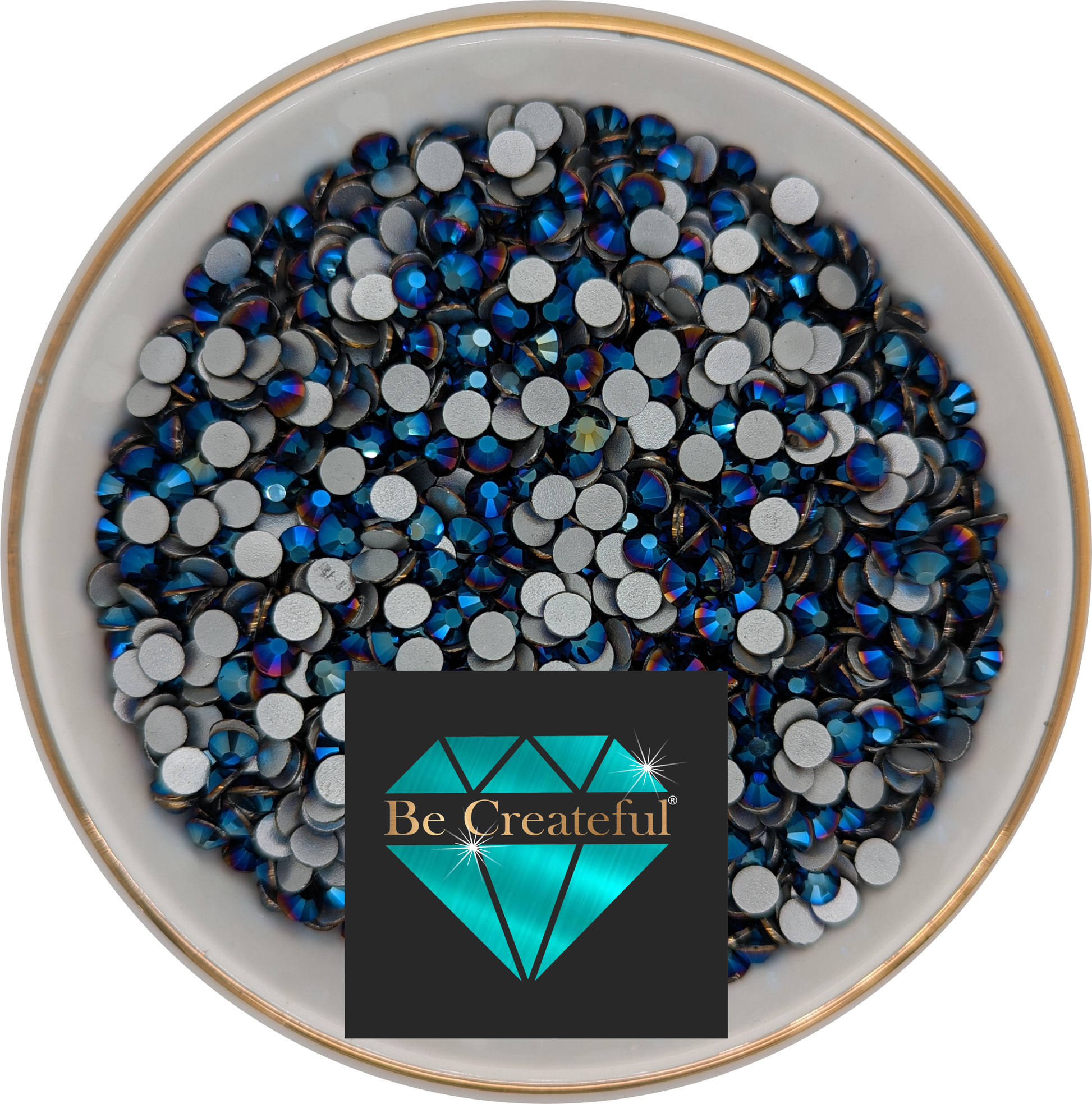 Flatback Foil Metallic Blue Glass Rhinestones-Glass rhinestone