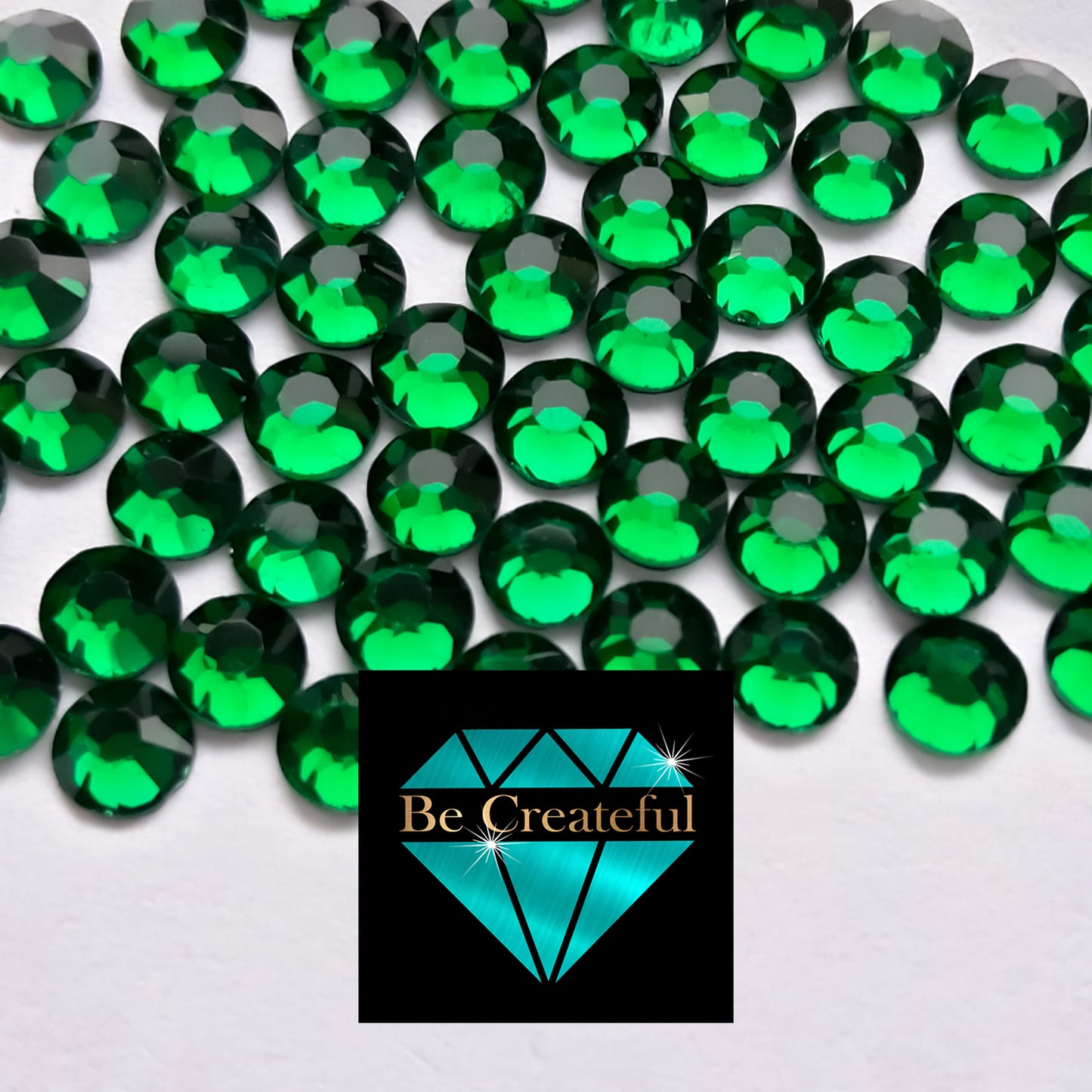 DMC Emerald Green Glass Hotfix Rhinestones - Be Createful, Beautiful Rhinestones at wholesale prices.