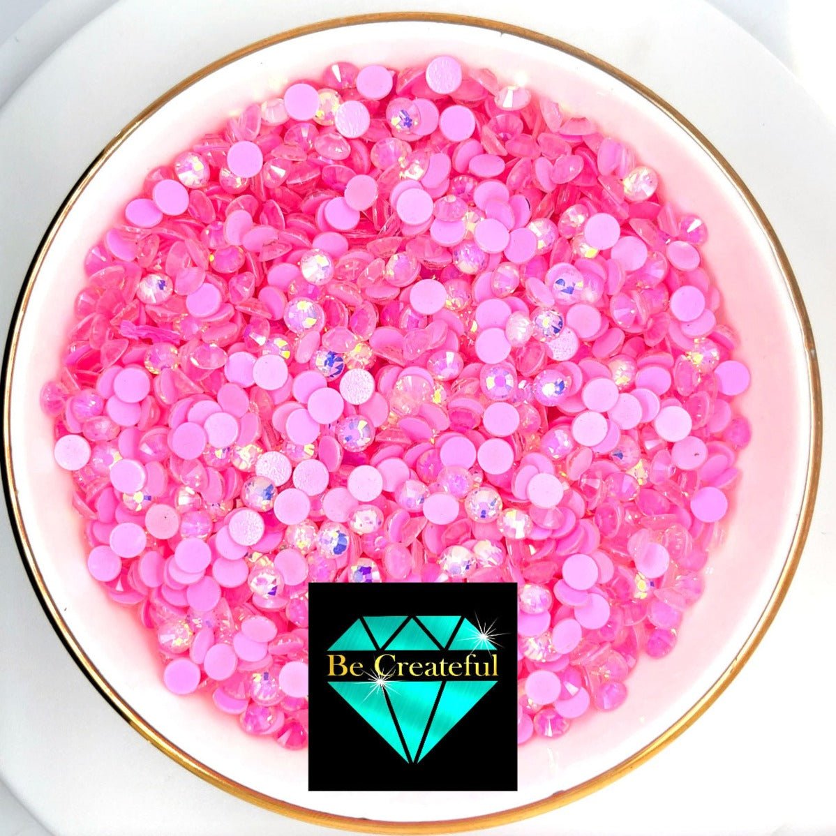 Multi-Size Luminous Opal Pink Flatback Glass Rhinestone  Light Pink Flatback Glass Rhinestone - Lt Pink Rhinestone