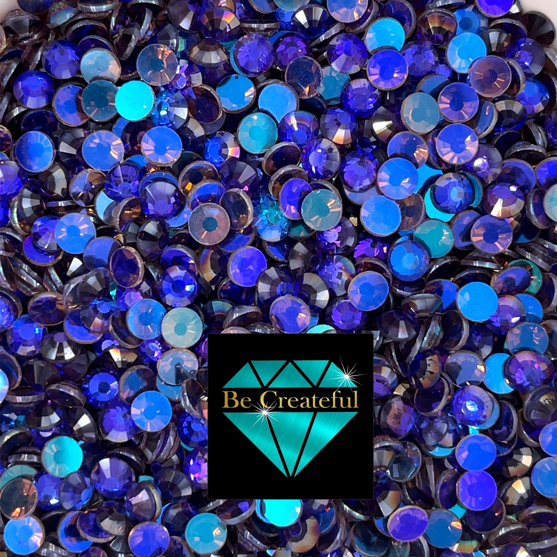 Tanzanite AB Flat Back Glass Crystal Rhinestone Aurora Borealis Effect 2mm  3mm 4mm 5mm Mixed Sizes Purple AB