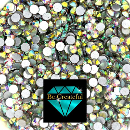 Flatback Foil Crystal AB Glass Rhinestones - Be Createful, Beautiful Rhinestones at wholesale prices.