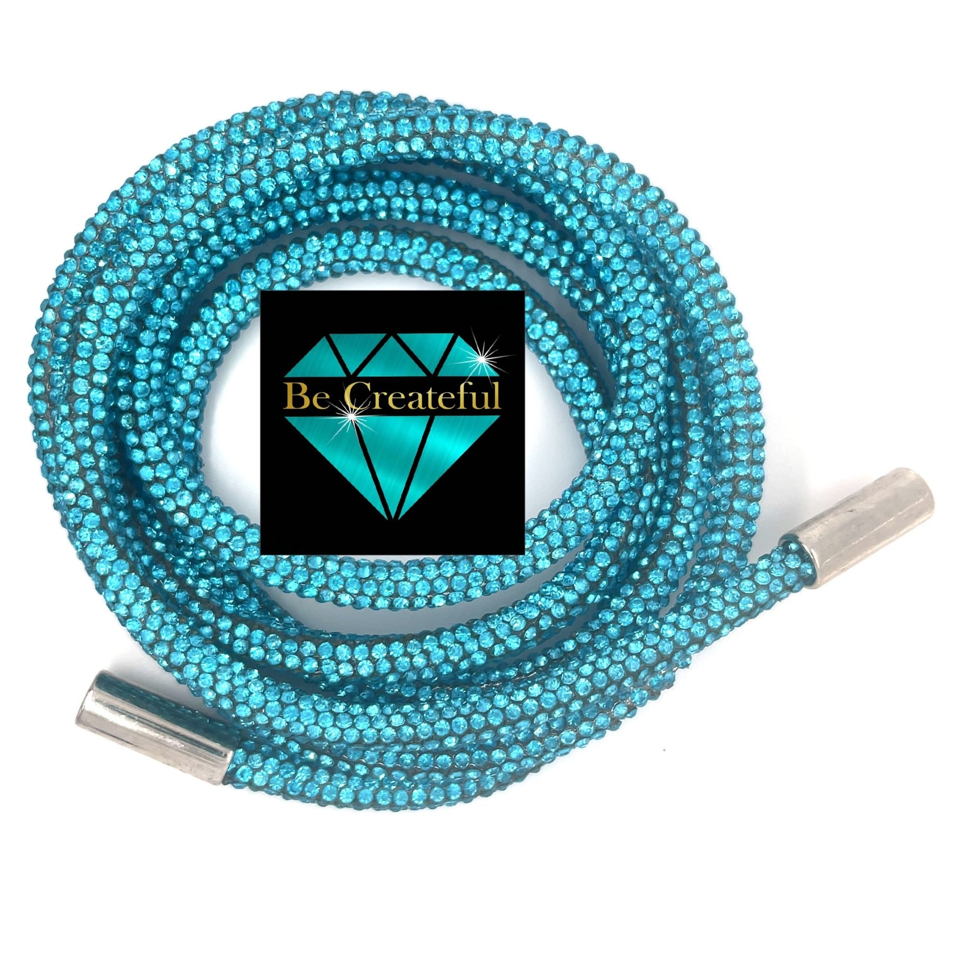 Aquamarine Rhinestone Hoodie String Rope