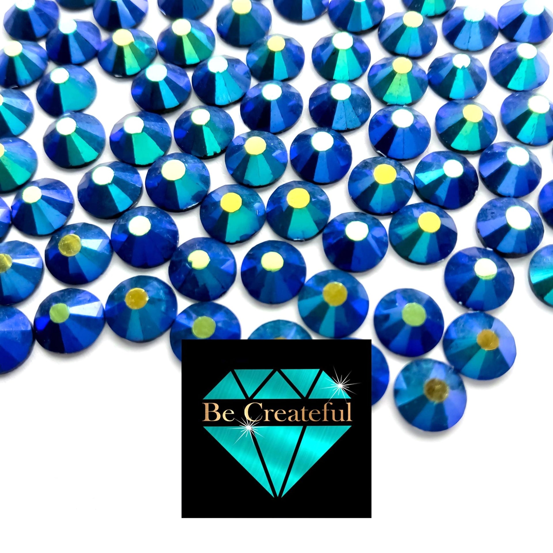 Be Createful Flatback Foil Jet AB Glass Rhinestones