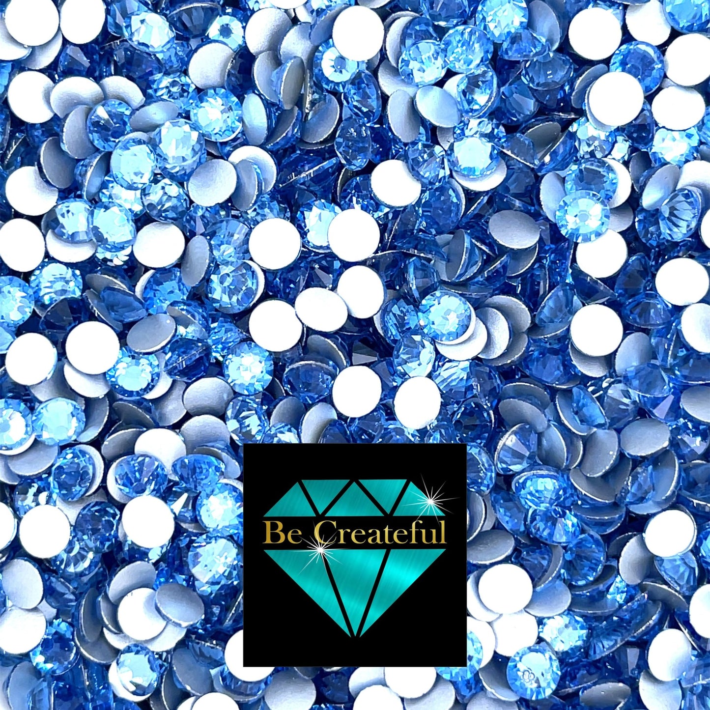 Flatback Foil Lt Sapphire Blue Glass Rhinestones - Be Createful, Beautiful Rhinestones at wholesale prices.