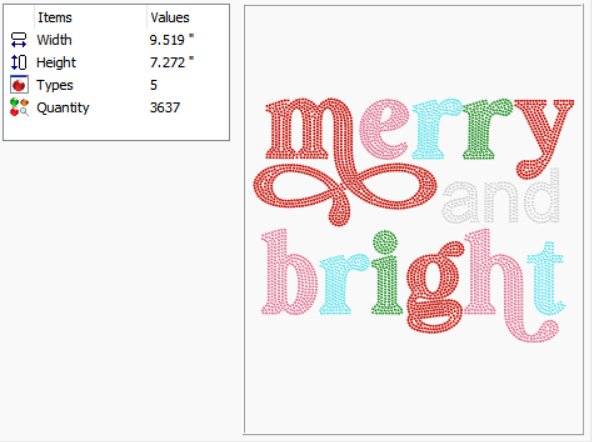 Merry and Bright Rhinestone Transfer - Christmas Rhinestone Transfer