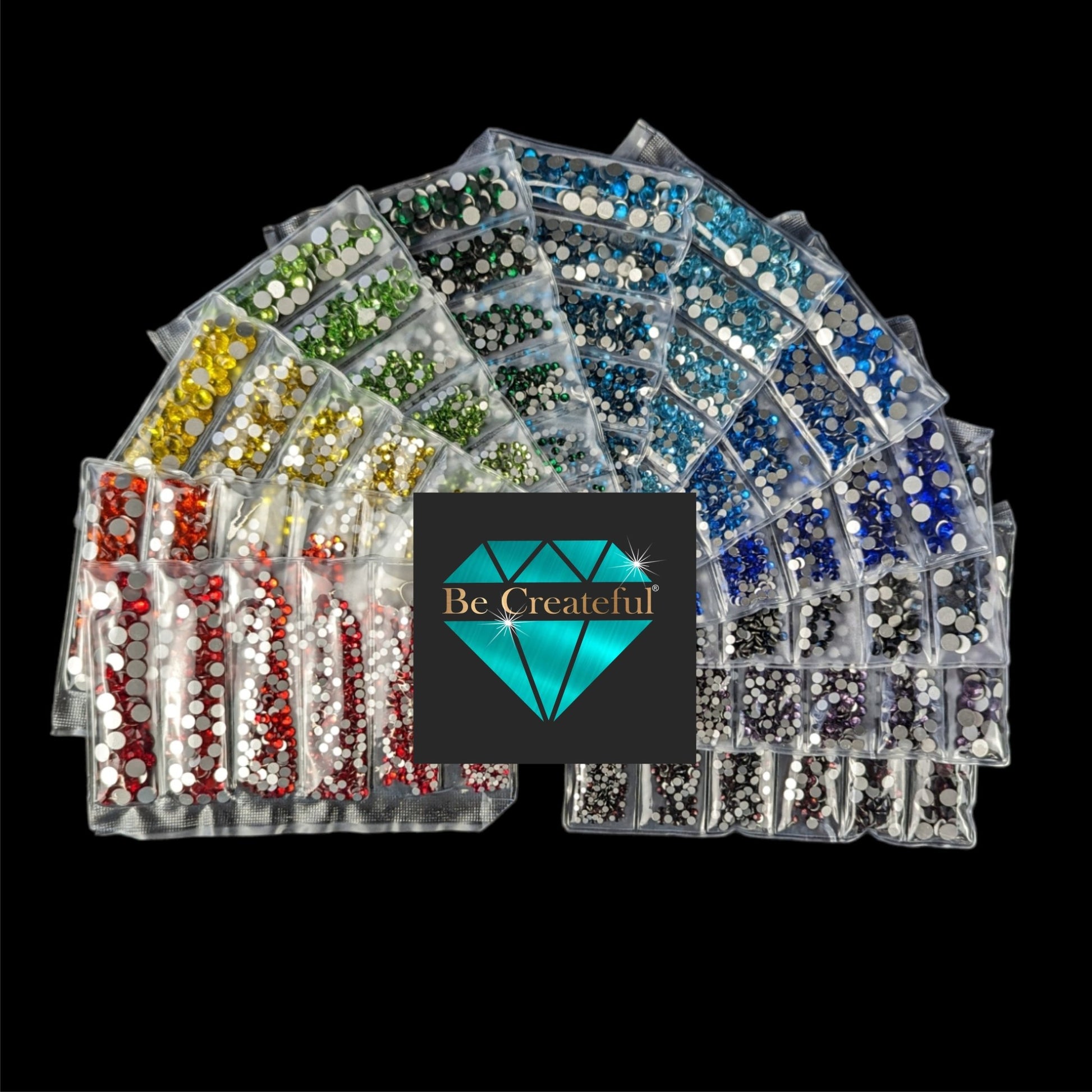Flatback Multi-size Rhinestone color sample kit includes 12 full sized multi-size rhinestone packs-Multi-sized rhinestone kit