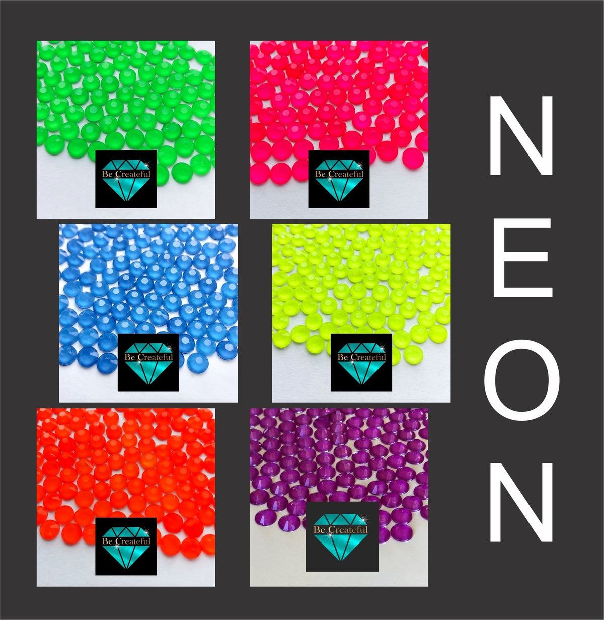 Hotfix Color Chart LUXE® Neon Hotfix Rhinestone Sample Color Kit - 5 ⭐ Rated – Be Createful