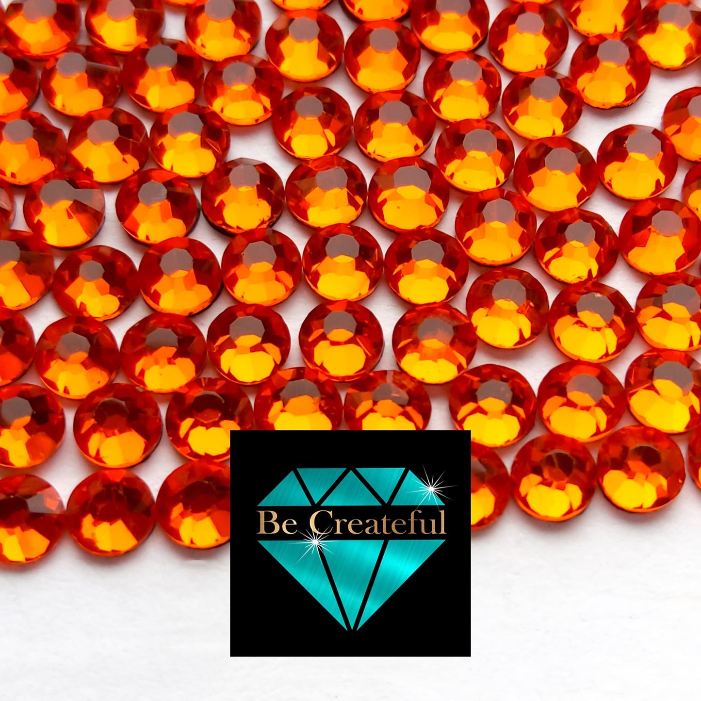 DMC Orange Glass Hotfix Rhinestones - Be Createful, Beautiful Rhinestones at wholesale prices.