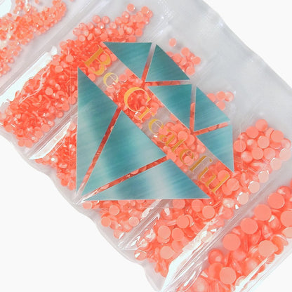 Multi-Size Foil Neon Coral Flatback Glass Rhinestones - Rhinestone- Flatback Rhinestone - Mixed Sized Rhinestones