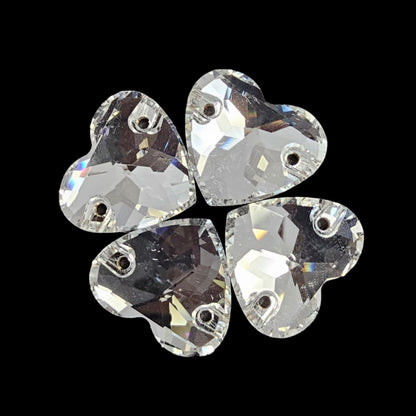Fancy LUXE Crystal Heart SHAPED Sew On Rhinestones - High Quality Glass Sew On Rhinestone