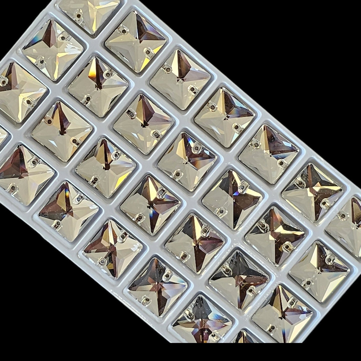Fancy LUXE Glass Crystal Square SHAPED Sew On Rhinestones