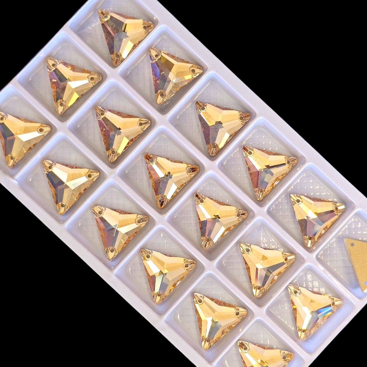 Champagne Golden Shadow Triangle SHAPED Sew On Rhinestones