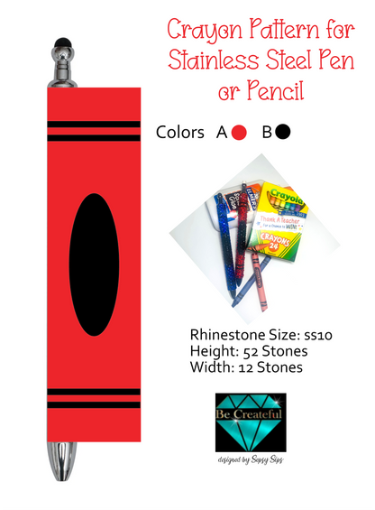 Downloadable Crayon Pen Rhinestone Template - Digital Download for Rhinestone Pen Template